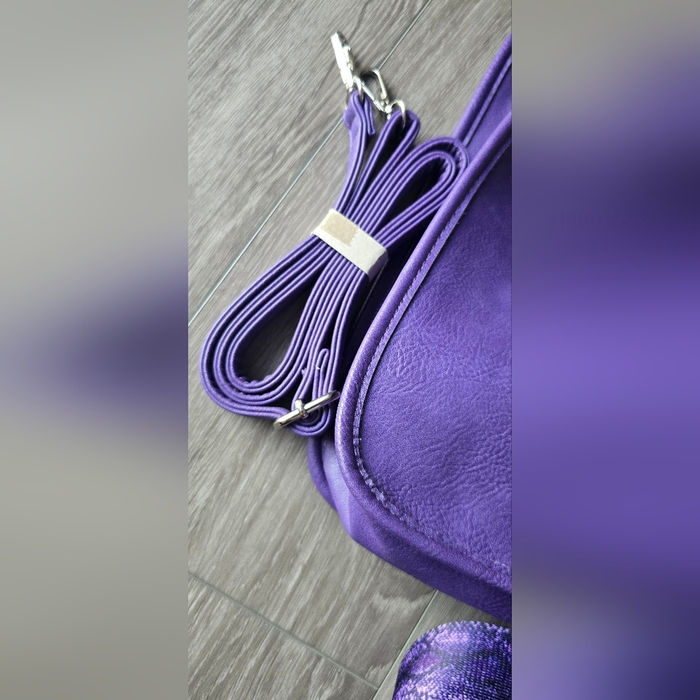 Versatile Jewel Toned Purple Crossbody Snake Print Guitar Strap + Solid Strap - Picture 8 of 10